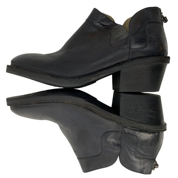 Rare VTG Fly London Womens Black Leather Ankle Boots Rear Zipper US 9 EUC 7915 - Picture 8 of 10